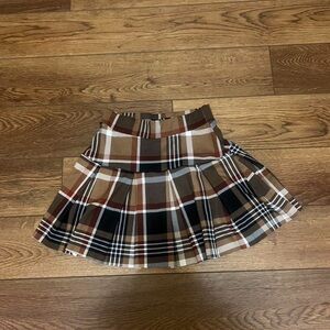 Brown and tan plaid pleated shirt
